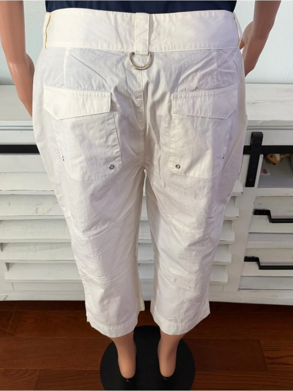 Lauren by Ralph Lauren White Capri Cargo Zip Pocket Utility Bermuda Shorts Sz 12 - Picture 6 of 12